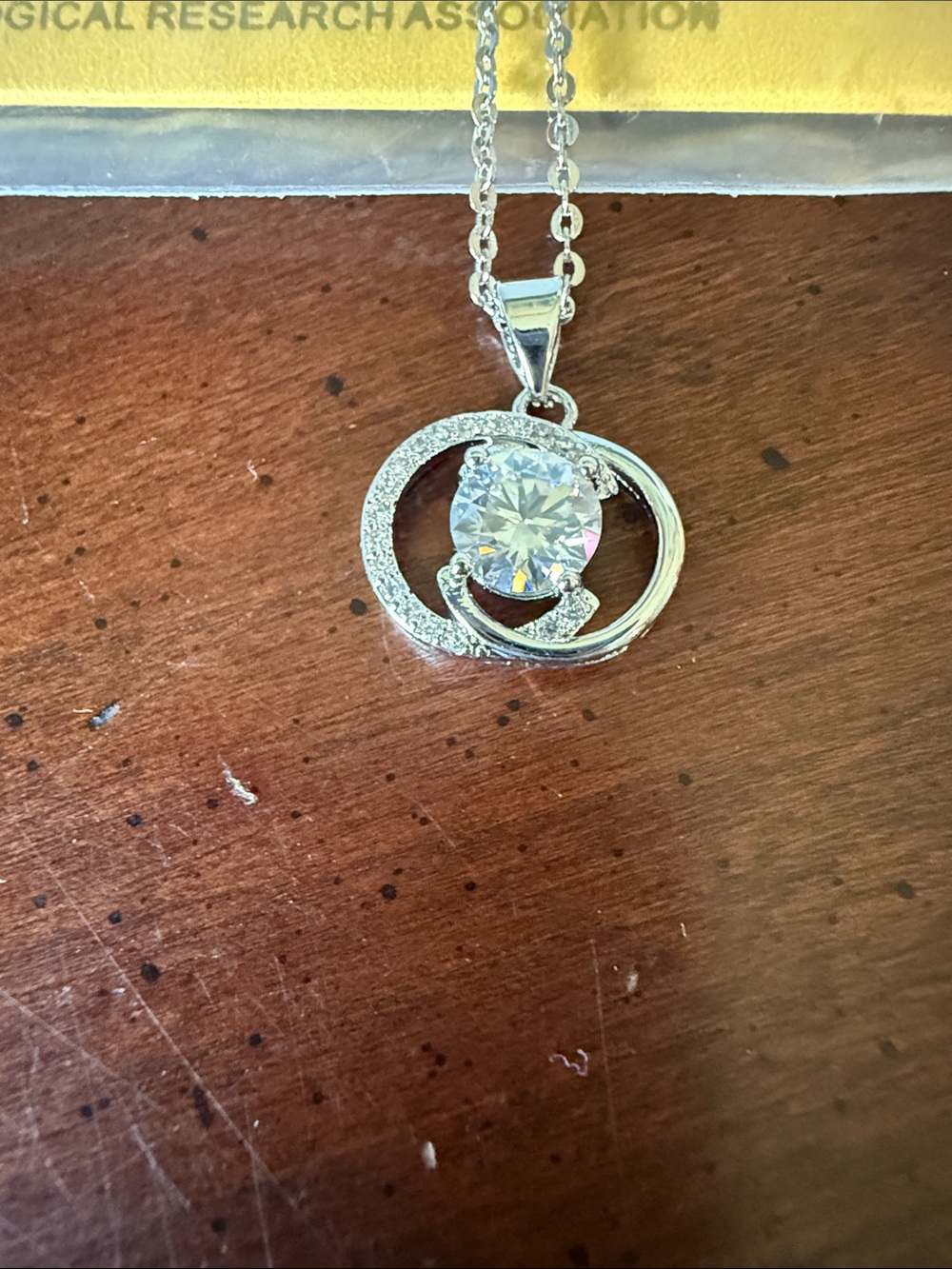 Silver 1 Carat Moissanite Circle Pendant Necklace - Sparkling White Stone